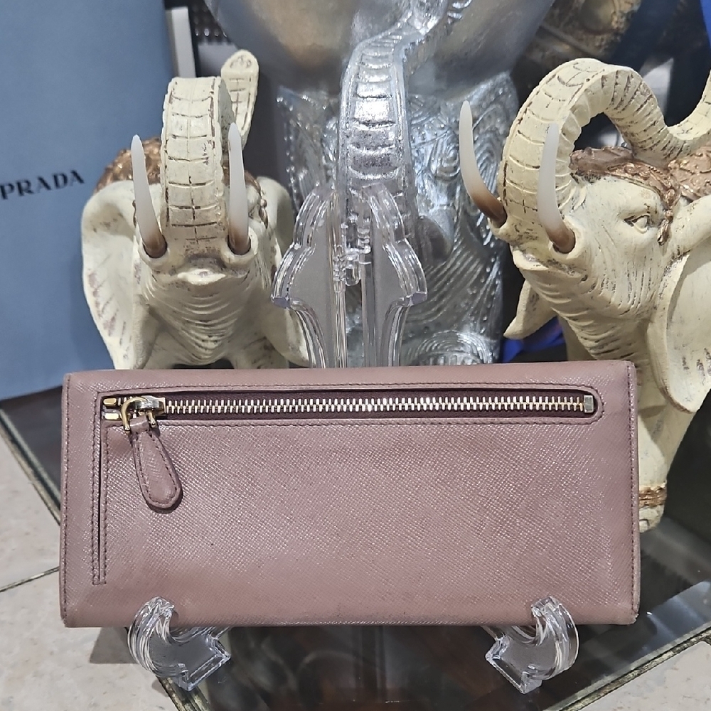 Prada Metallic Dusty Rose Saffiano Continental Wallet - Picture 4 of 16